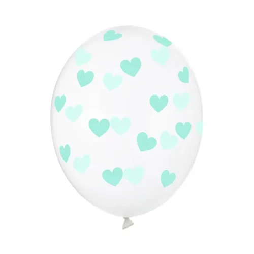 Latex balon sa tiskom - Prozirni sa svijetlo plavim srcima
