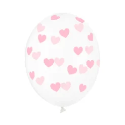 Latex balon sa tiskom - Prozirni sa svijetlo rozim srcima