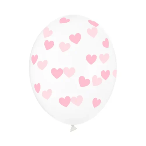 Latex balon sa tiskom - Prozirni sa svijetlo rozim srcima
