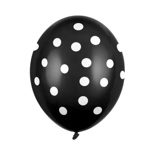 Latex balon sa tiskom - Crni sa bijelim točkicama