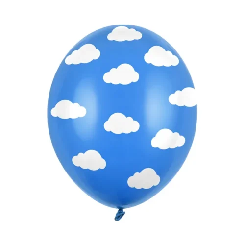 Latex balon sa tiskom - Tamno plavi sa bijelim oblacima