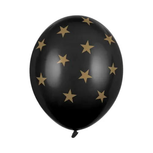 Latex balon sa tiskom - Crni sa zlatnim zvjezdicama