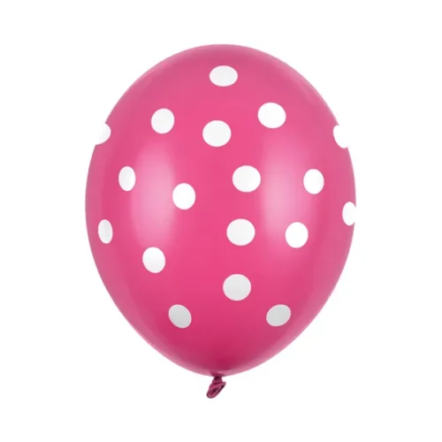 Latex balon sa tiskom - Tamno rozi sa bijelim točkicama