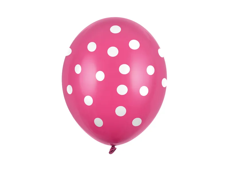 Latex balon sa tiskom - Tamno rozi sa bijelim točkicama