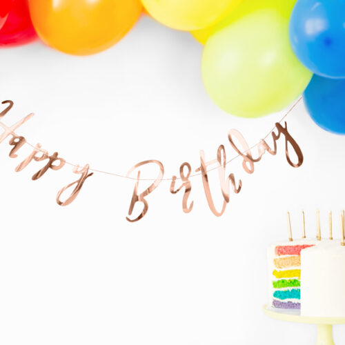 Natpis happy birthday - rosegold