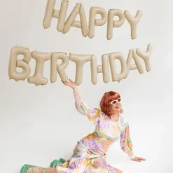 Natpis od balona happy birthday - Bež