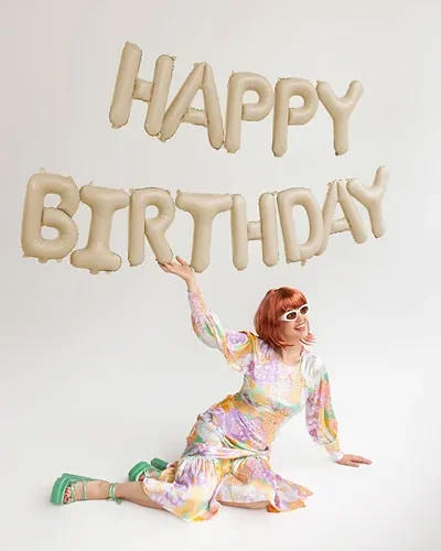 Natpis od balona happy birthday - Bež