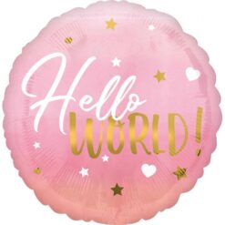Folijski balon Hello world - rozi
