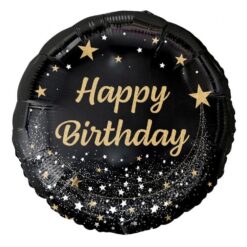 Folijski balon Happy birthday crni