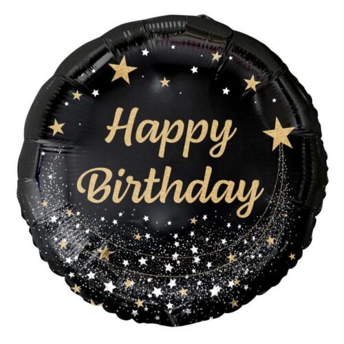 Folijski balon Happy birthday crni