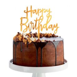 Topper za tortu Happy birthday, zlatni