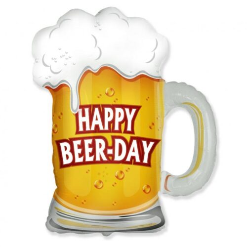 Folijski balon štapić, 14" - Happy birthday pivo