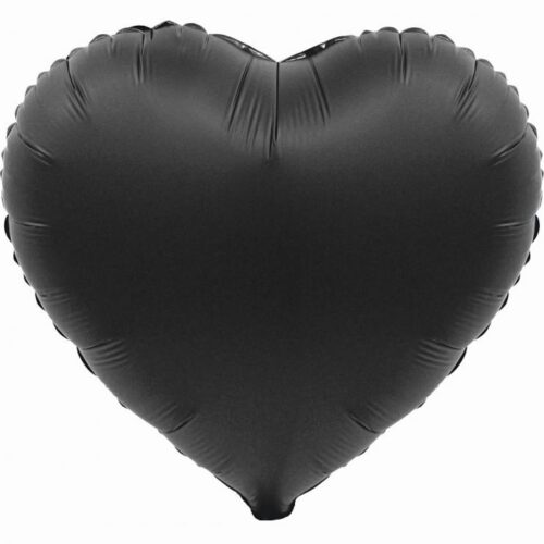 Folijski balon srce, Mat crna 18"