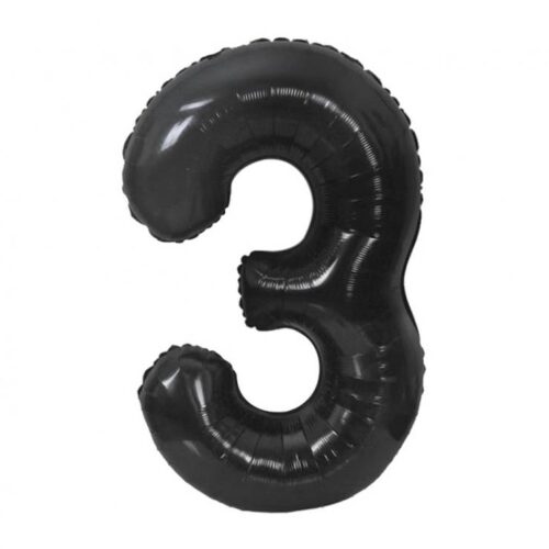 Folijski balon broj, Matt black, 85 cm, 0-9