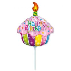 Folijski balon štapić, 14" - Muffin happy birthday