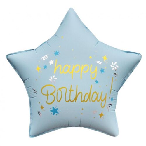 Folijski balon - Zvijezda happy birthday, Mat plava