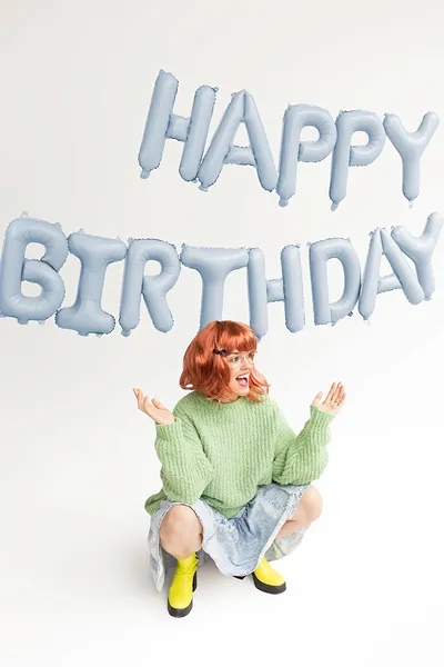 Natpis od balona happy birthday - Svijetlo plava - Slika 2
