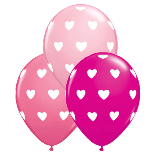 Latex balon sa tiskom - Rozi sa bijelim srcima