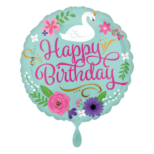 Folijski balon - Happy birthday labud