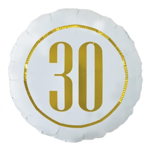 Folijski balon - 30 bijeli sa zlatnim