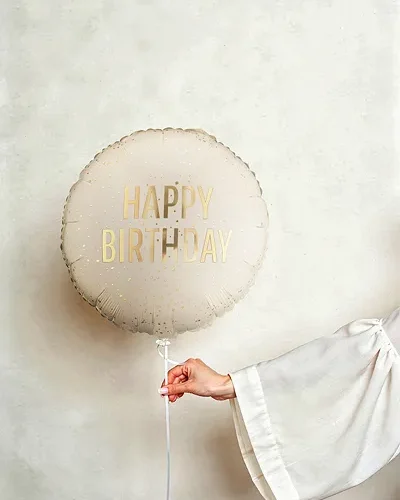 Folijski balon - Happy birthday bež