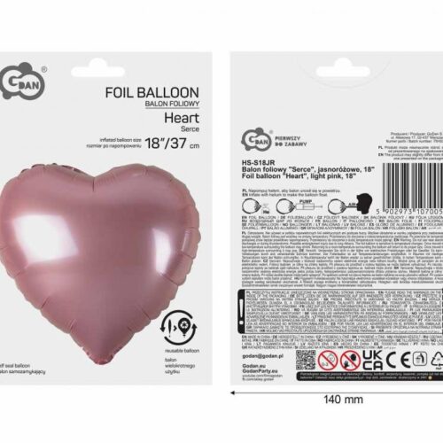 Alternative view of Folijski balon srce, Svijetlo roza 18"