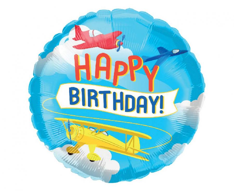 Folijski balon - Happy birthday avioni