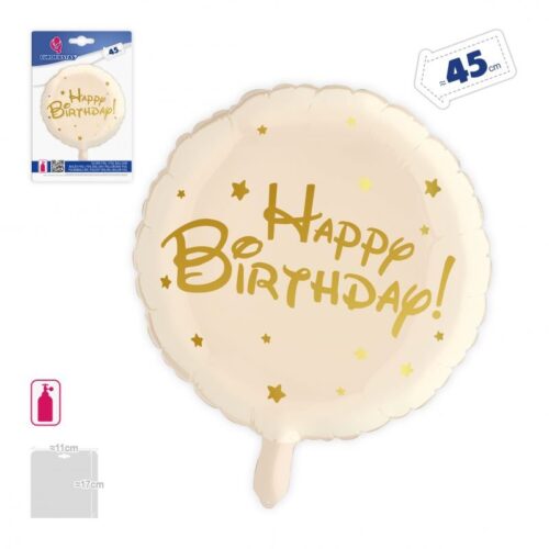 Folijski balon - Bež happy birthday