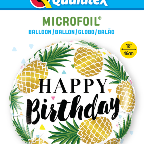 Folijski balon - Happy Birthday ananas