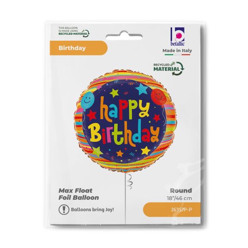 Alternative view of Folijski balon - Happy birthday šareni